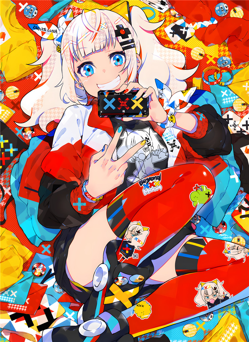 虚拟主播辉夜月相关图集原画插画CG线稿超清壁纸图片素材美术资料