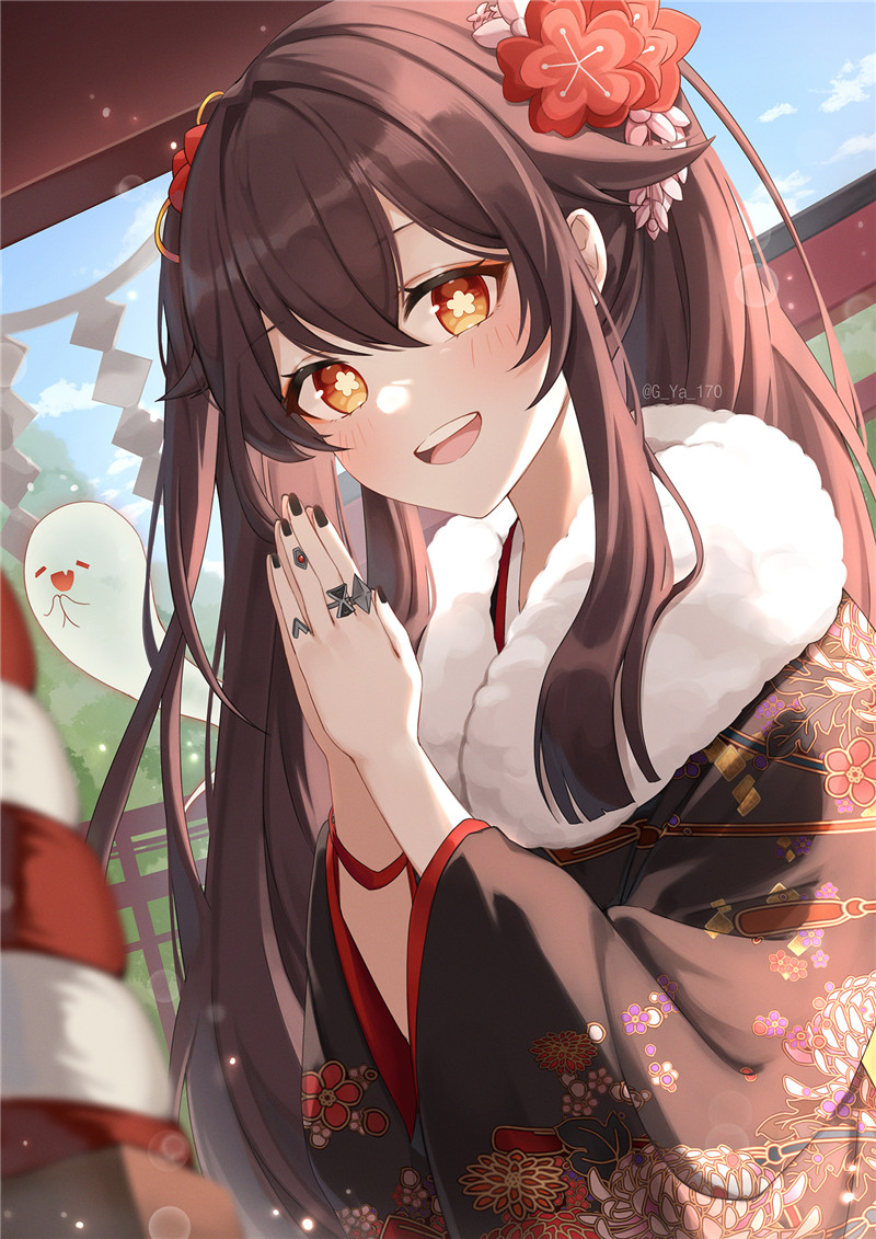 原神胡桃4K8K超清壁纸立绘p站pixiv原画插画海报画集