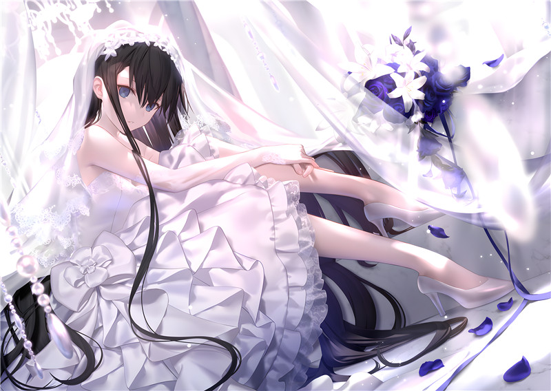 动漫婚纱花嫁少女角色主题图集原画插画线稿立绘图片素材美术资料