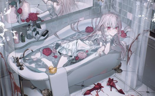 少女与浴缸主题图集高清壁纸原画插画美术绘画图片素材